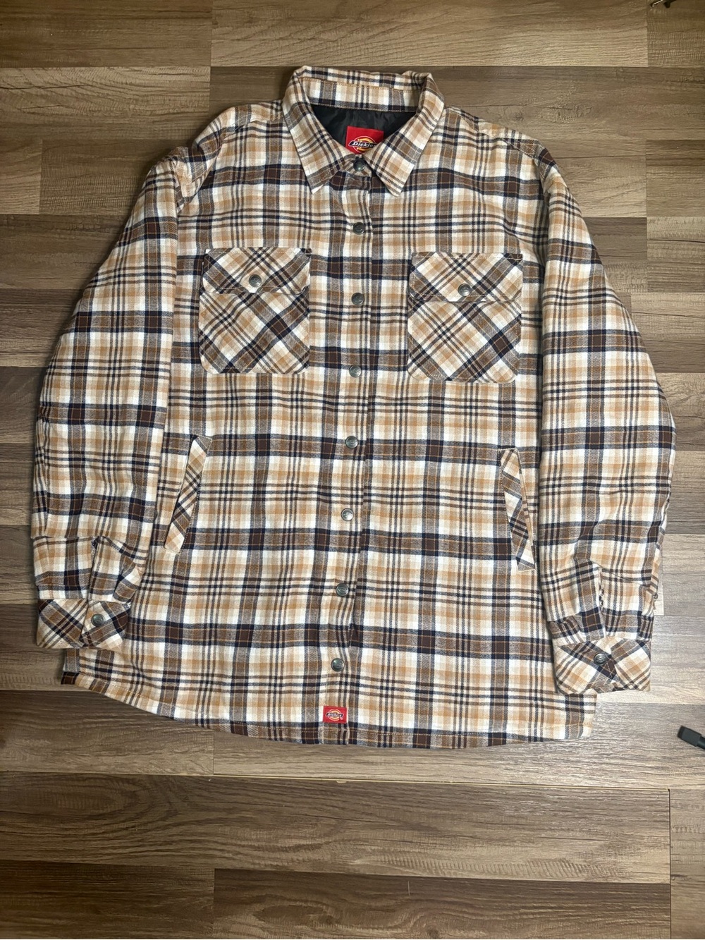 Dickies Insulated Men's M Brown Plaid Long Sleeve Button-Up Jacket